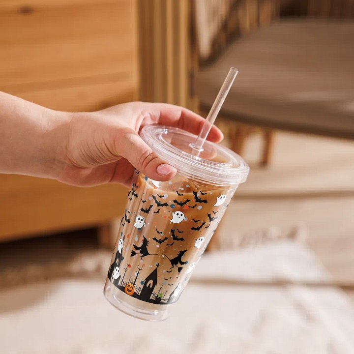 Whimsical Halloween Scene: 16 oz Double Wall Tumbler product image (1)
