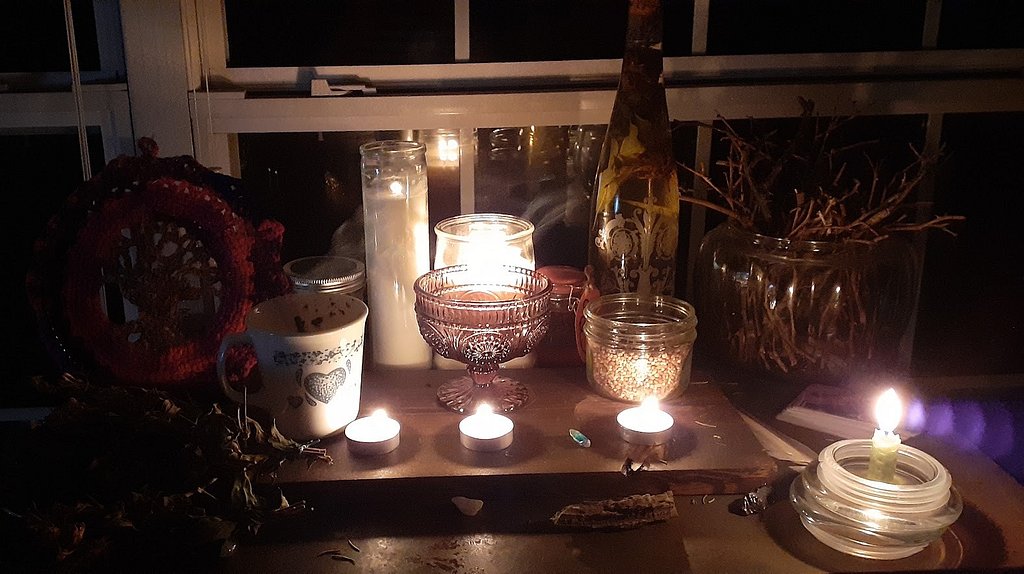 A candlelit Crooked Briar working space