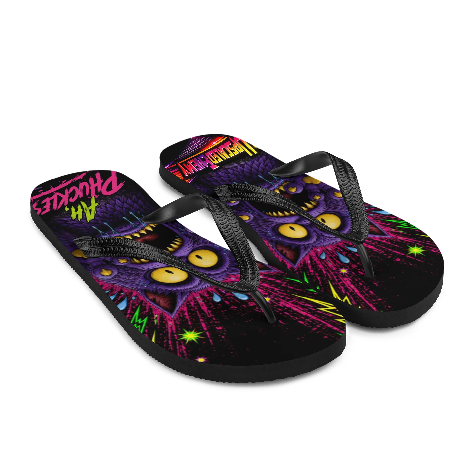 Upscaled - Don’t Step on Cheshy! Flip-Flops product image (8)