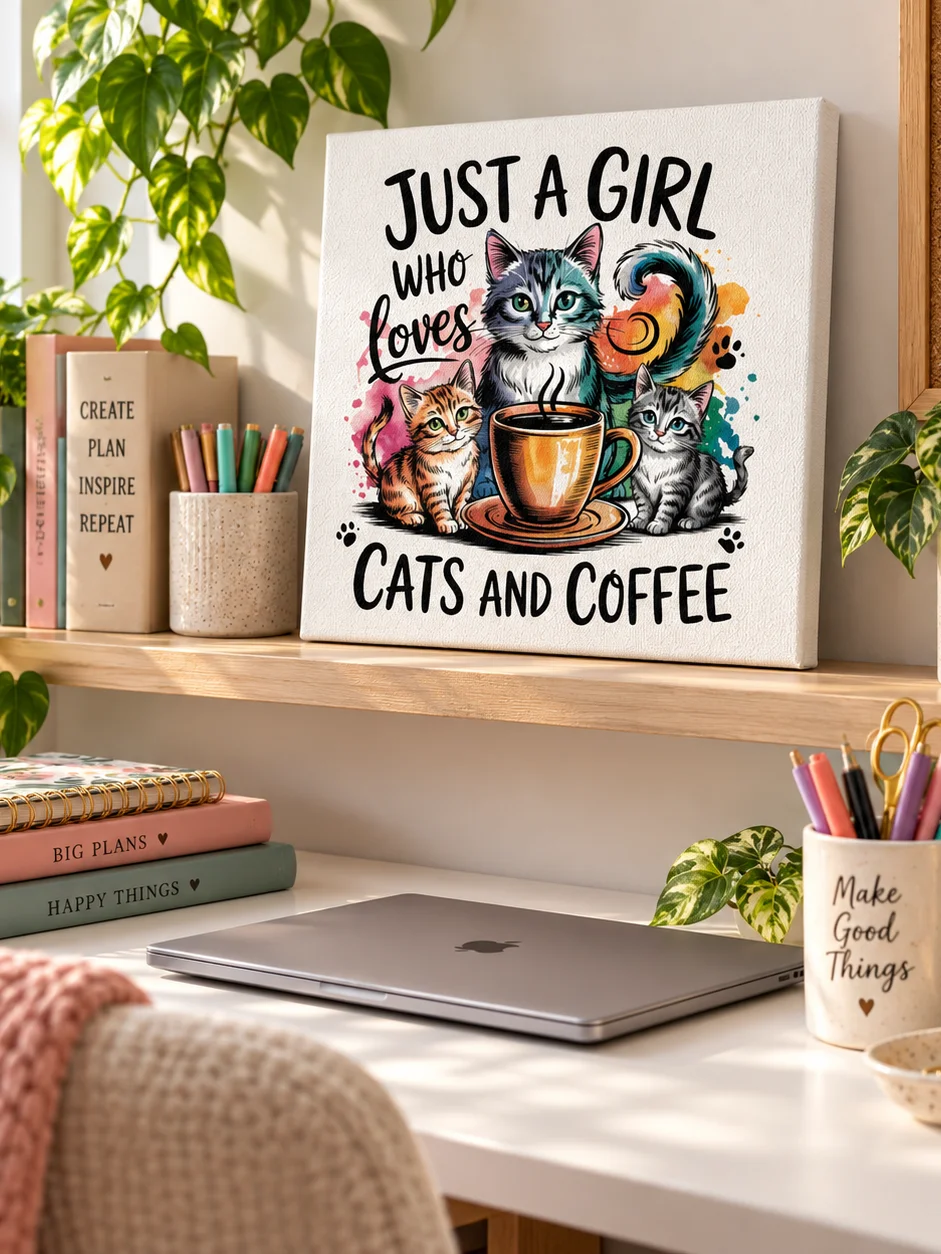 Just a Girl Who Loves Cats & Coffee Canvas product image (3)