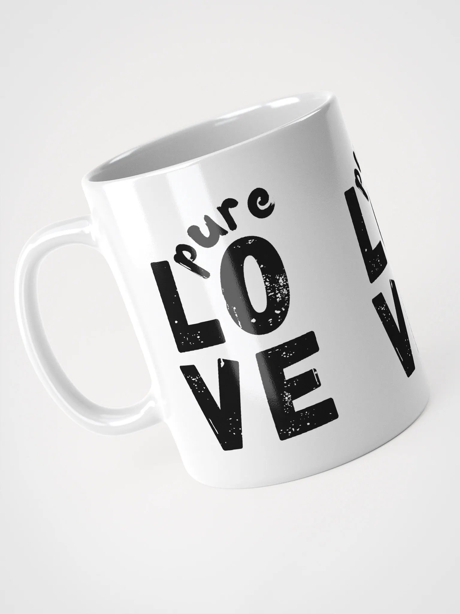 Pure LOVE Black on white glossy Mug product image (3)