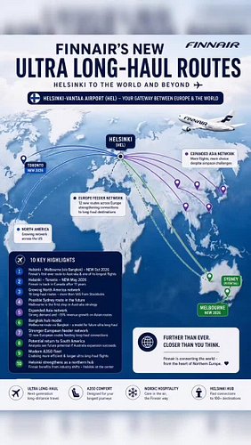 ✈️ BIG NEWS: Finnair is entering the ultra long-haul era! 🌍🔥

The Finnish flag carrier is expanding its global network with s...