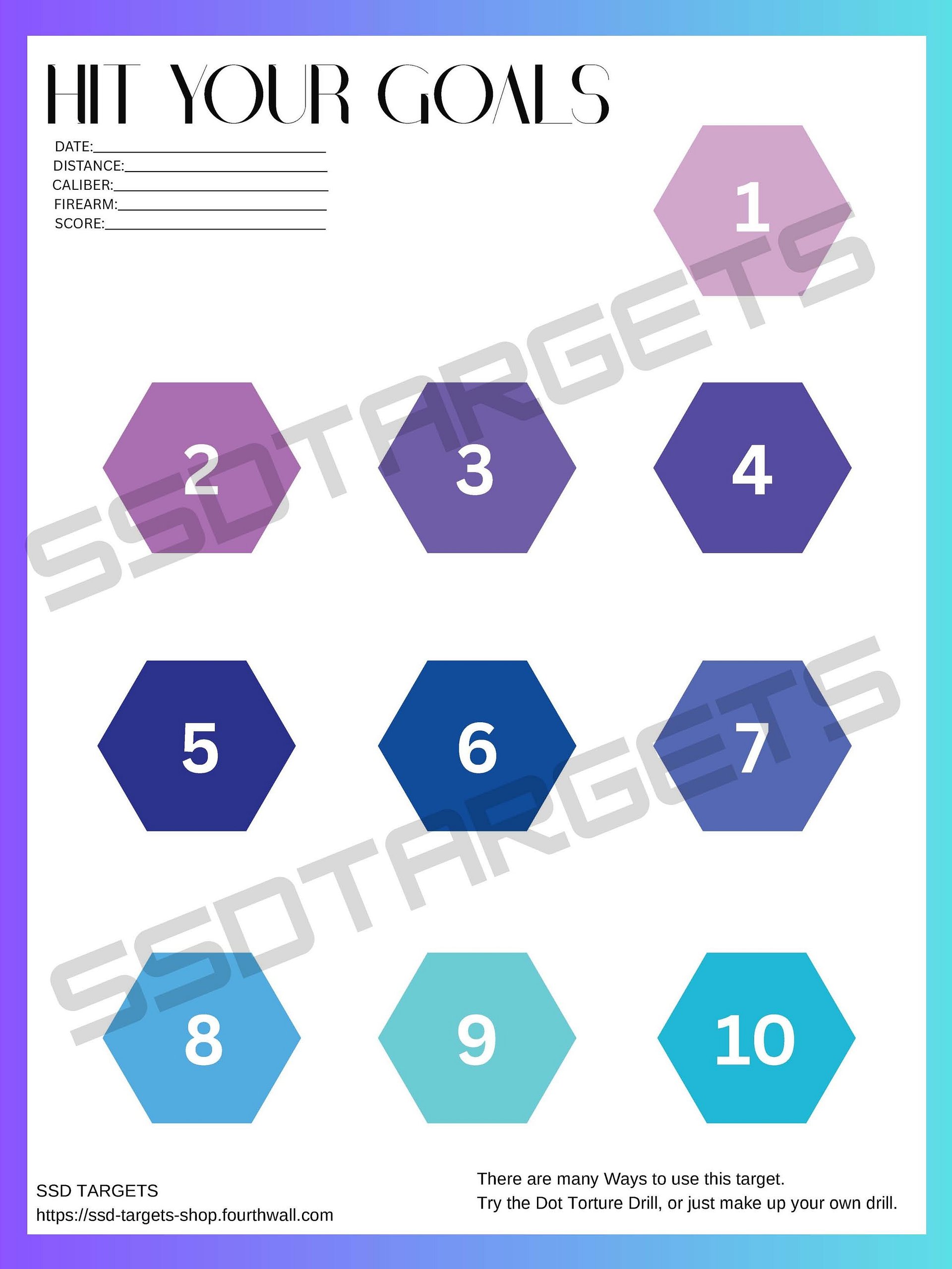 Hit Your Goals-Dot Drill Target – Printable Hexagon Shooting Sheet Pistol Practice Skill Builder product image (1)