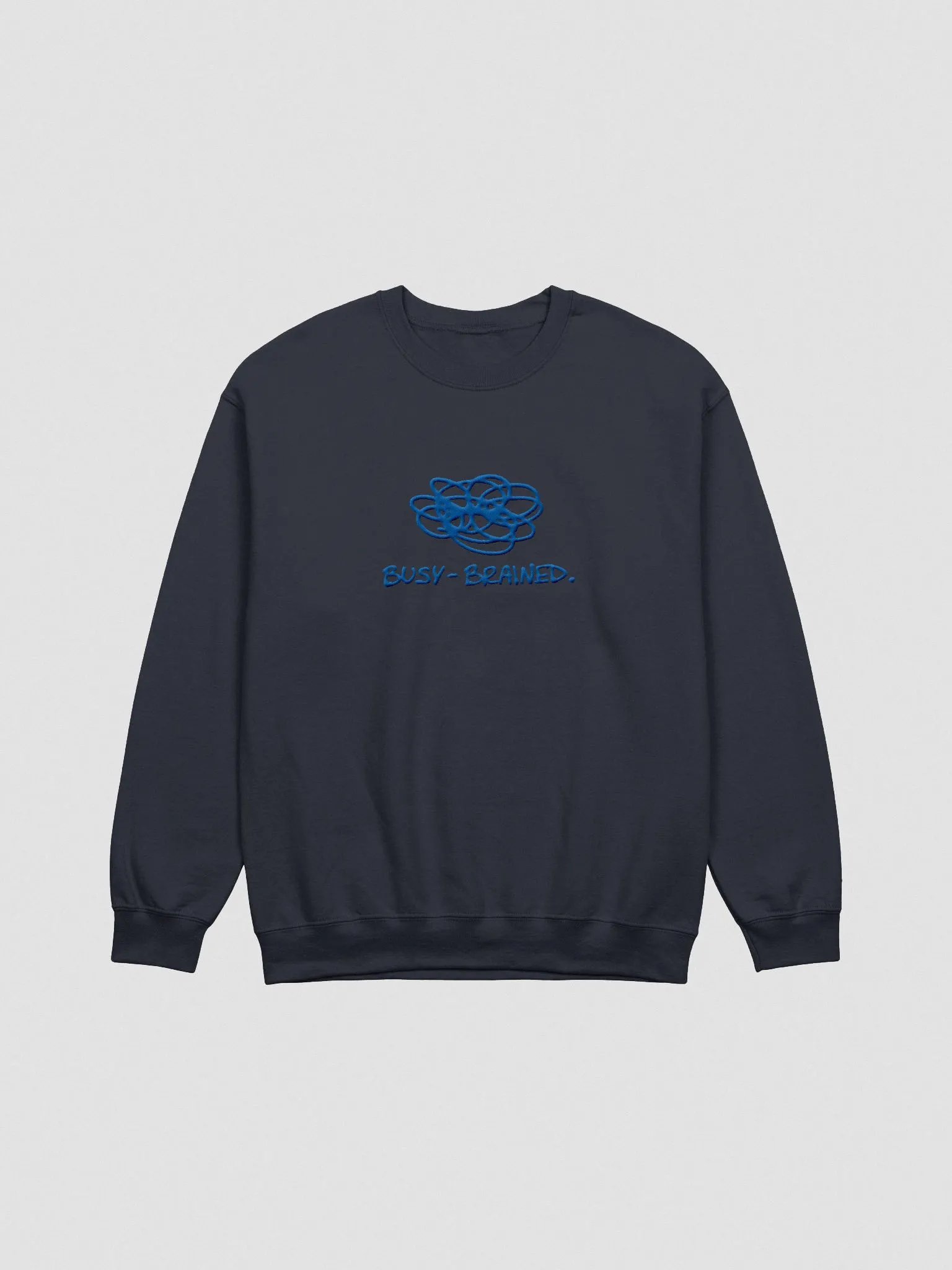 BUSY-BRAINED. (lg. design, royal thread) embroidered crewneck product image (13)