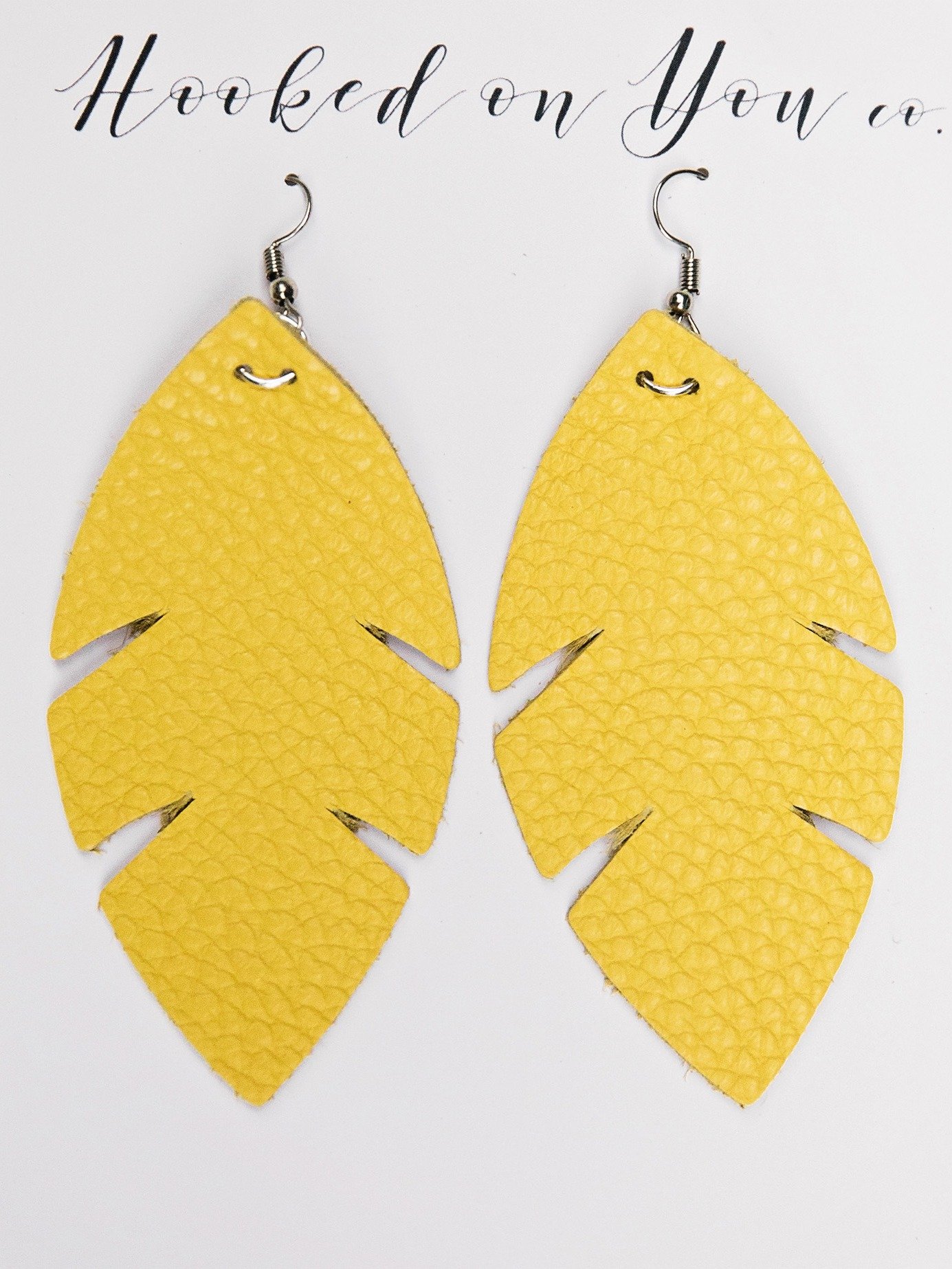 Yellow Palm Leather Earrings product image (2)
