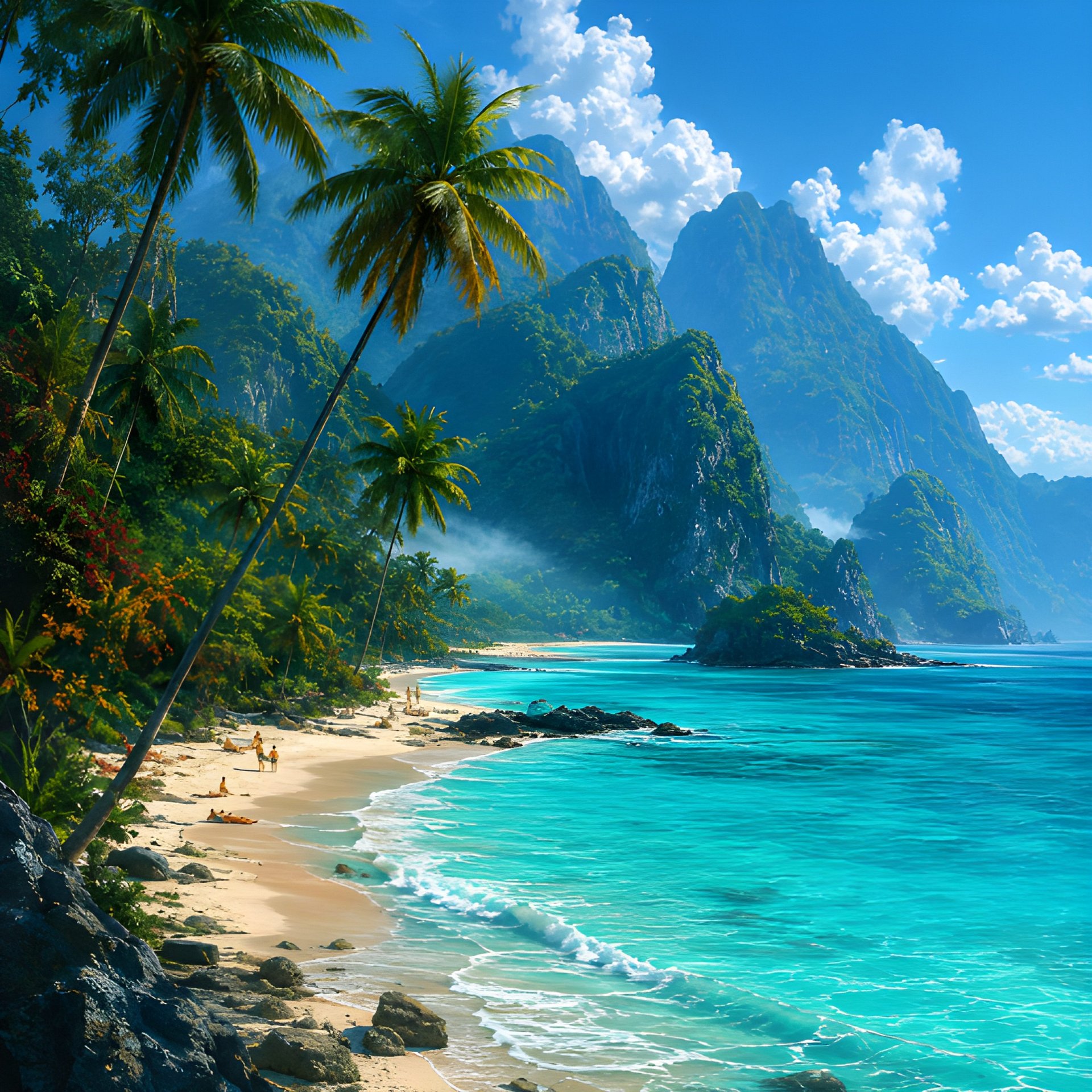 Tropical Paradise Beach Wall Art 8K Digital Download Print Jungle Ocean Art product image (2)