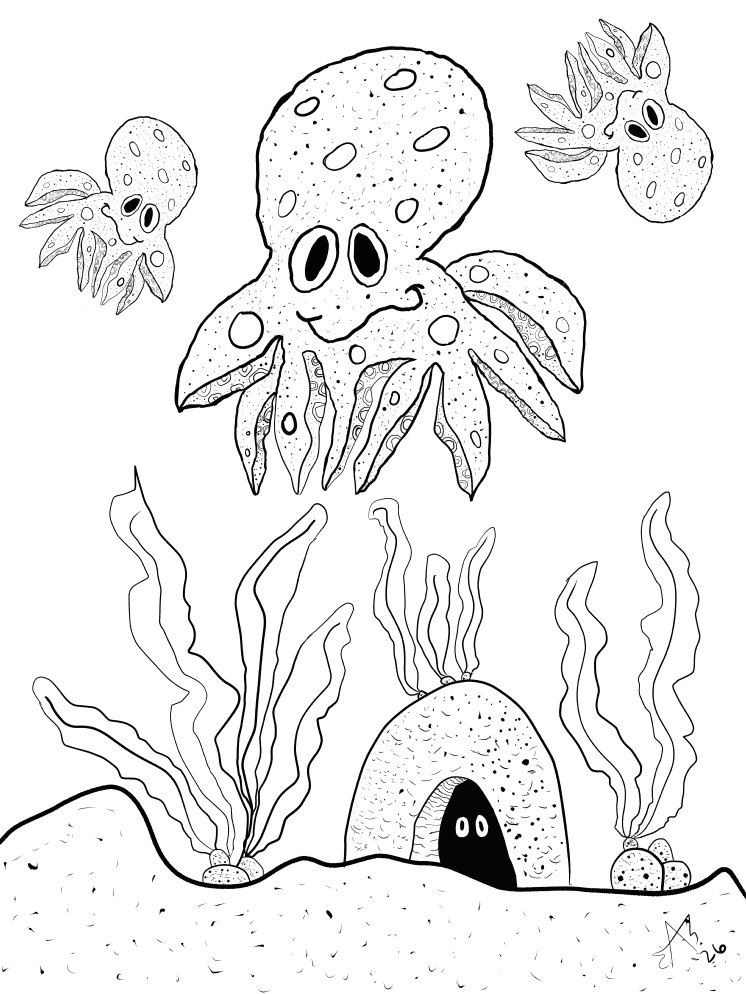 TSStechAngel's World - PlayingOctos Coloring Page product image (1)