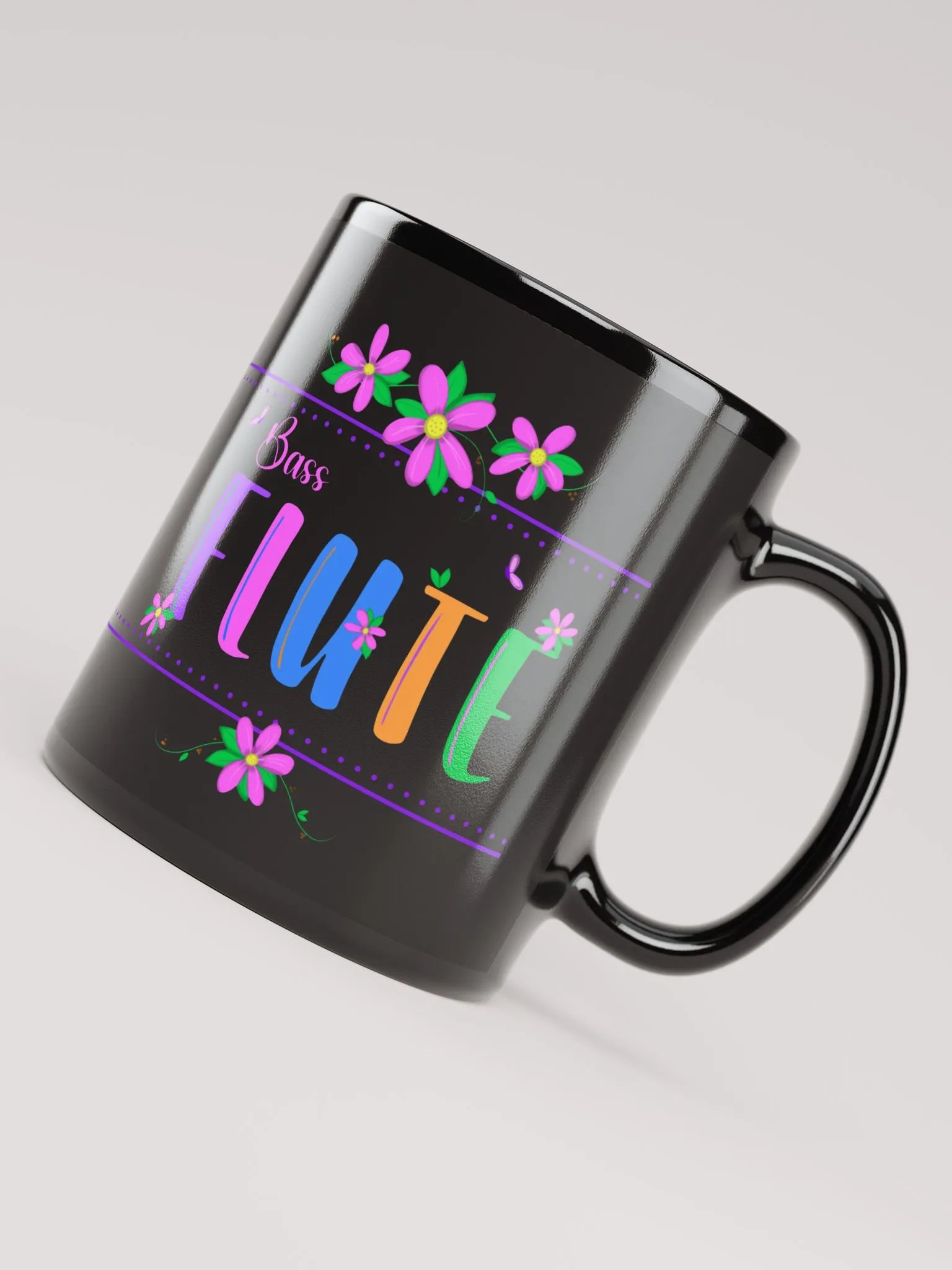 Floral Flutes Black Glossy Mug - Bass product image (4)