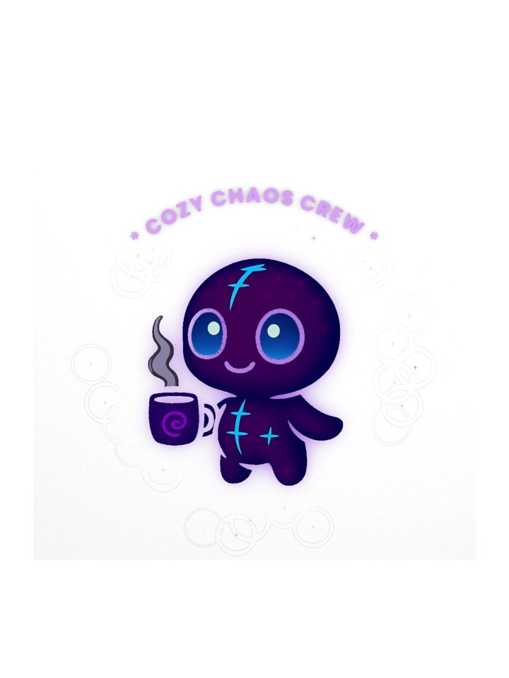 Cozy Chaos Coffee Mascot — Kiss‑Cut Sticker product image (1)