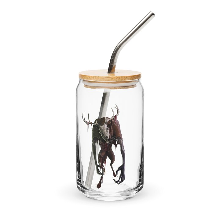 Oh Deer! Can Glass With Lid and Straw product image (1)