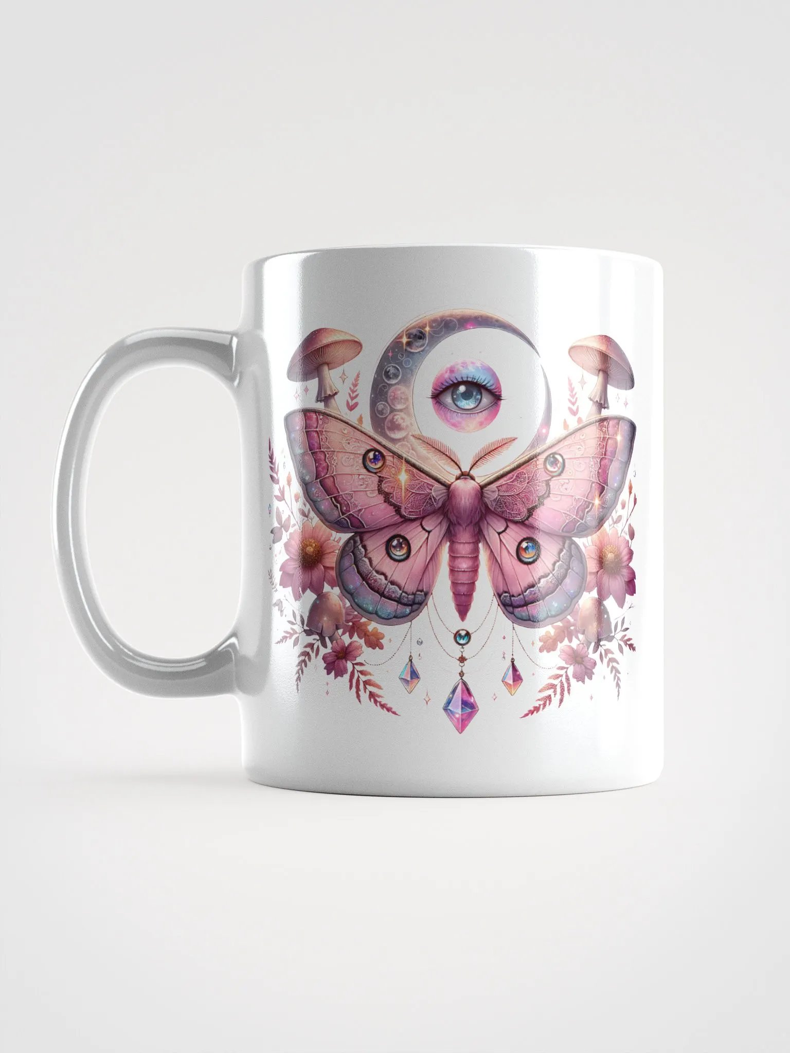 Pink Lunar Moths and Flowers Mug product image (17)