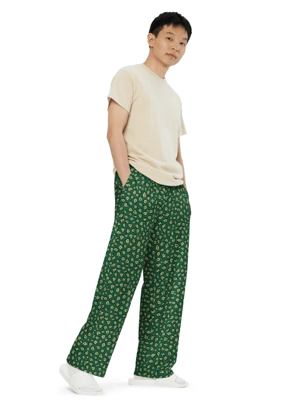 Green Mini Leopard Pattern Wide-Leg Pants product image (5)