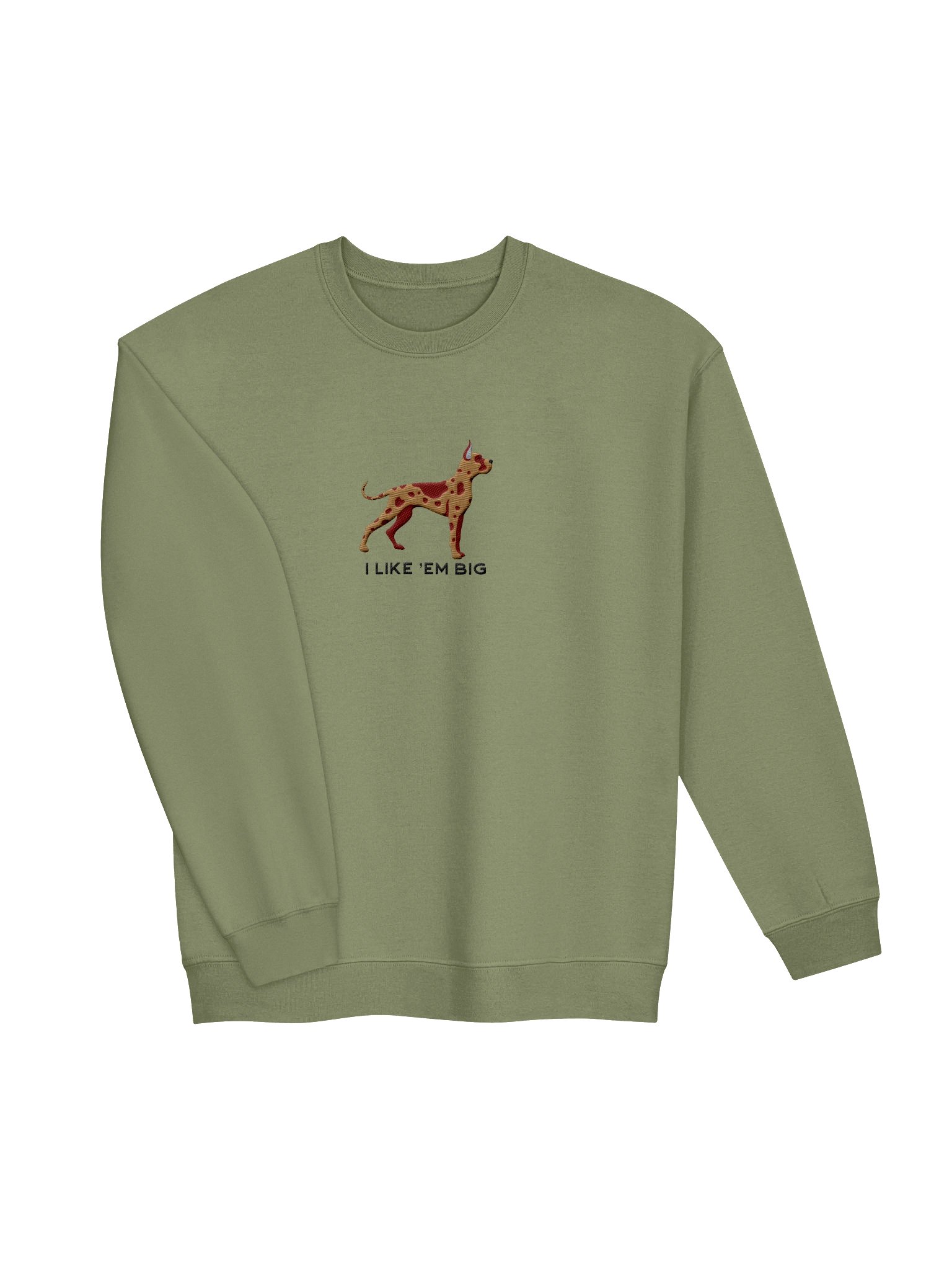 I Like 'Em Big Sweatshirt (Embroidered) of a Great Dane(Chocolate Merle, Cropped Ears) product image (11)