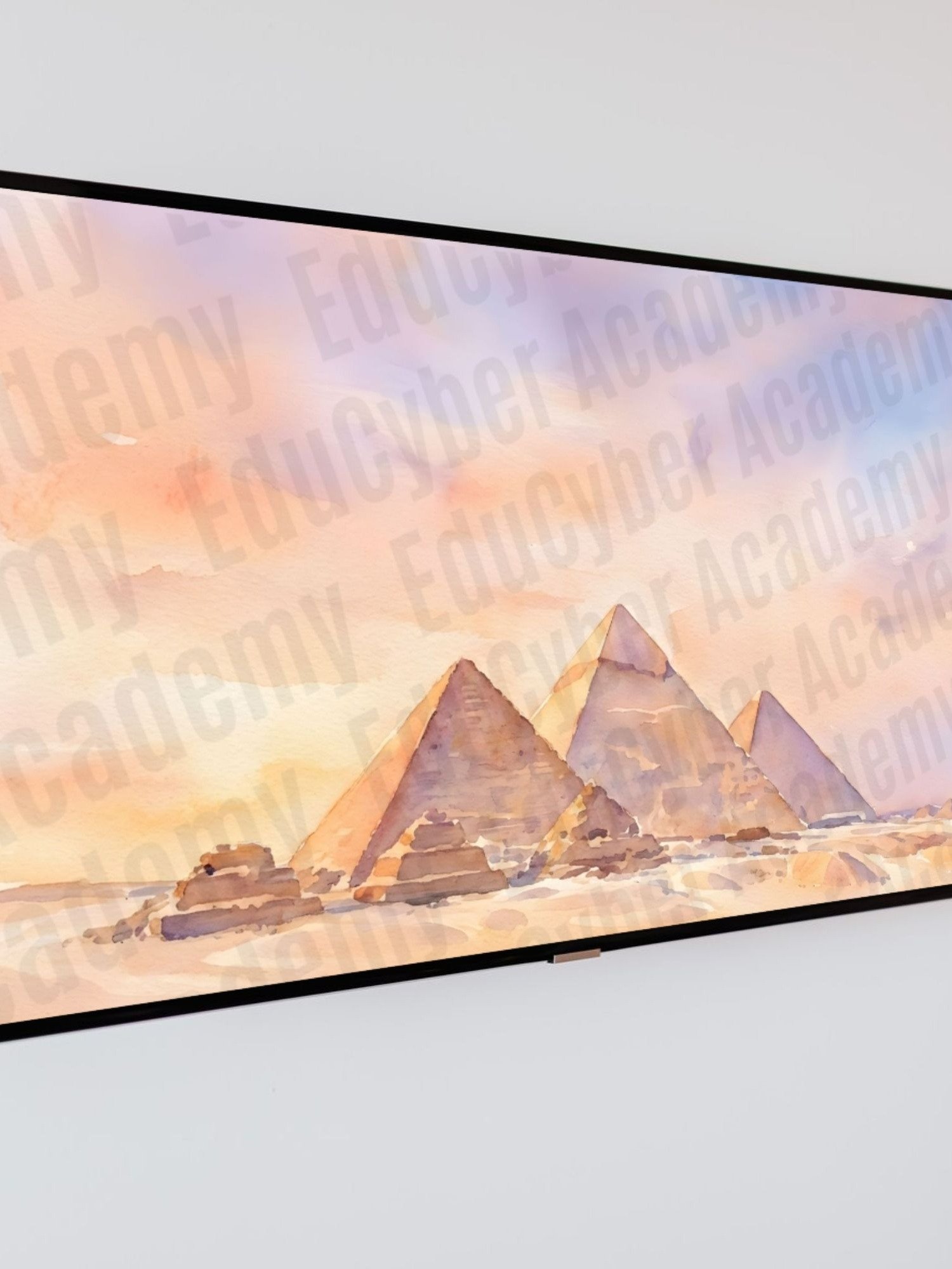 New 7 Wonders of the World Honorary The Great Pyramid of Cheops Frame TV Art Largest Egyptian Pyramid of Giza Khufu Tomb Watercolor Style product image (9)