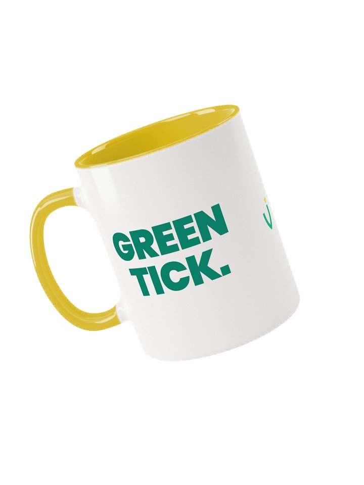 GREEN TICK Ceramic Mug with Yellow Inside product image (1)