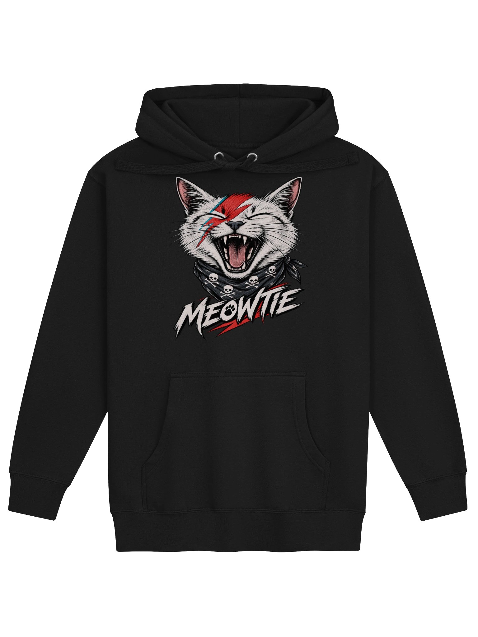 Meowtie Glam Rock Cat Graphic Hoodie | David Bowie Inspired Cat Sweatshirt product image (2)