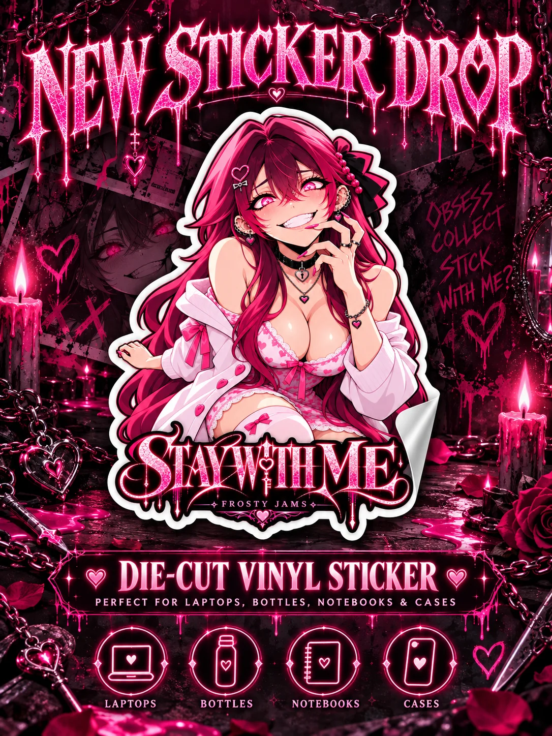 Stay With Me 🔐 | Yandere Die-Cut Sticker product image (1)