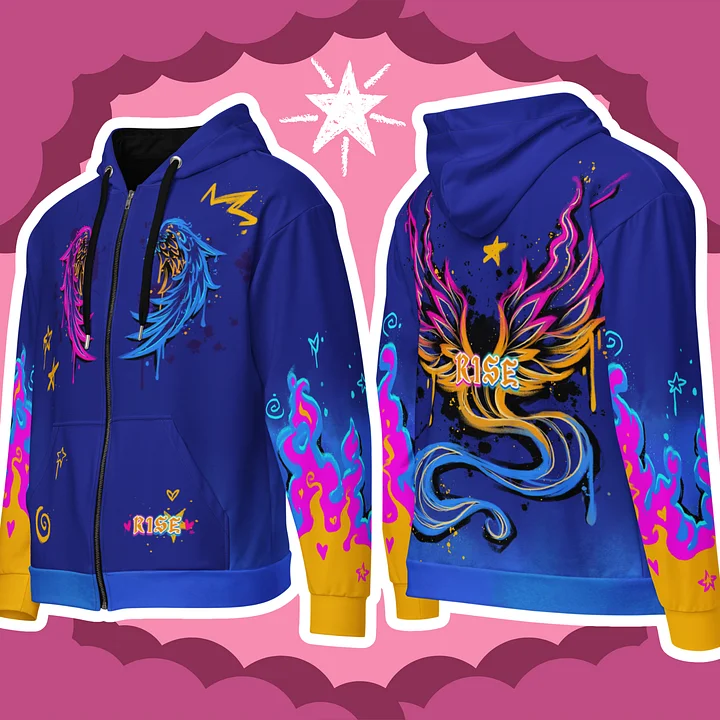 RISE Collection: Subtle Pansexual Pride Phoenix Zip Hoodie - BLUE product image (1)