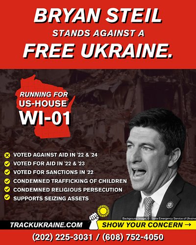 Congressman @repbryansteil stood with Ukraine at the start, but as political winds shifted, so did he. No public statements o...