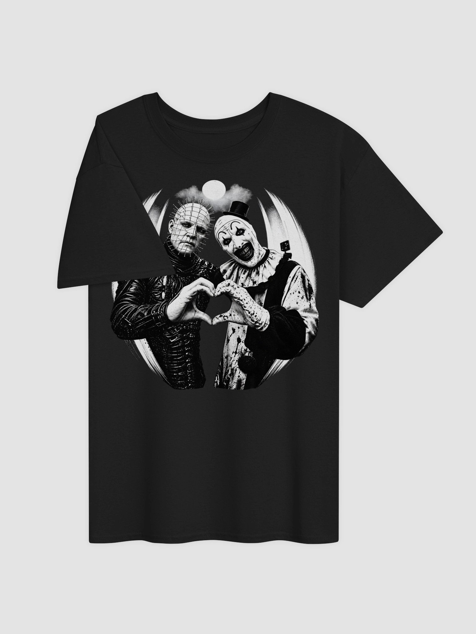 Art the Clown and Pinhead Heart Shirt - Terrifier Hellraiser Horror Tee product image (2)
