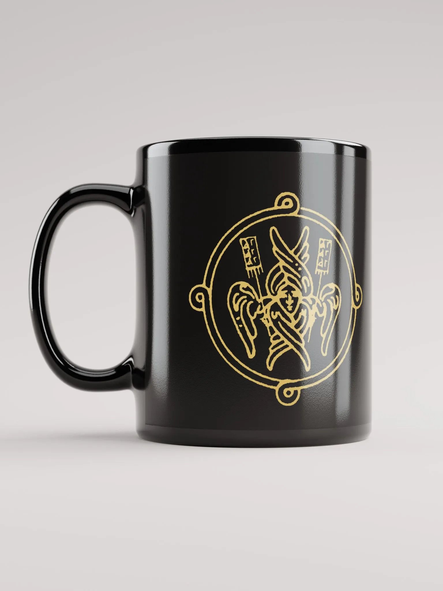 Byzantine Cherubim Orthodox Christian Mug – Black Religious Coffee Cup, Faith Gift product image (6)