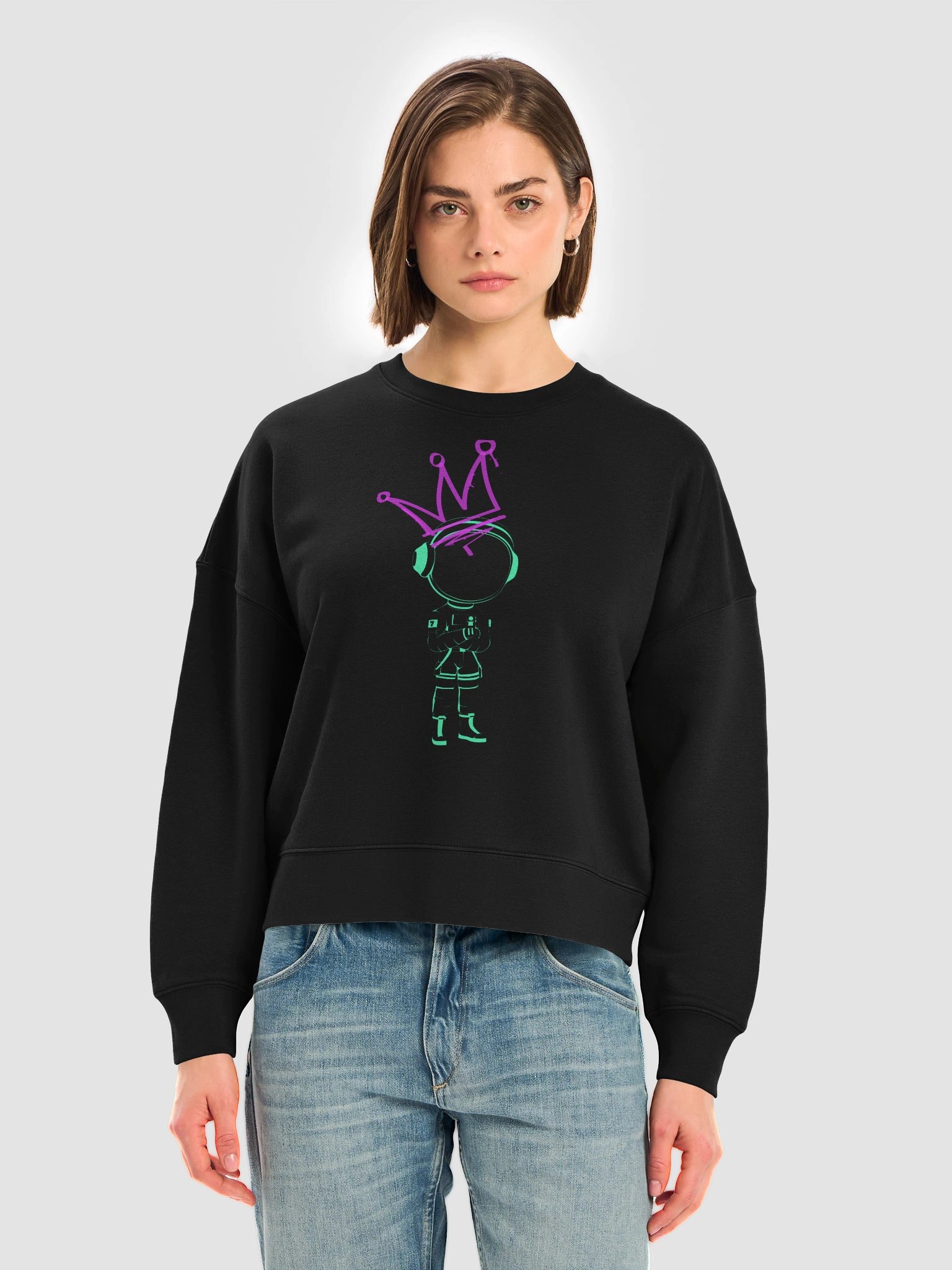 Neon Crown Graffiti Urban Martian Ladies Cropped Sweatshirt product image (7)