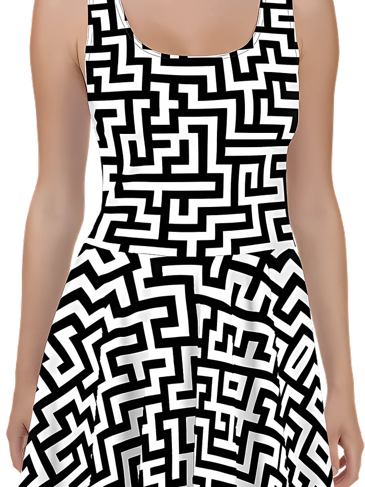 Maze Geometric Dress | Black and White product image (2)