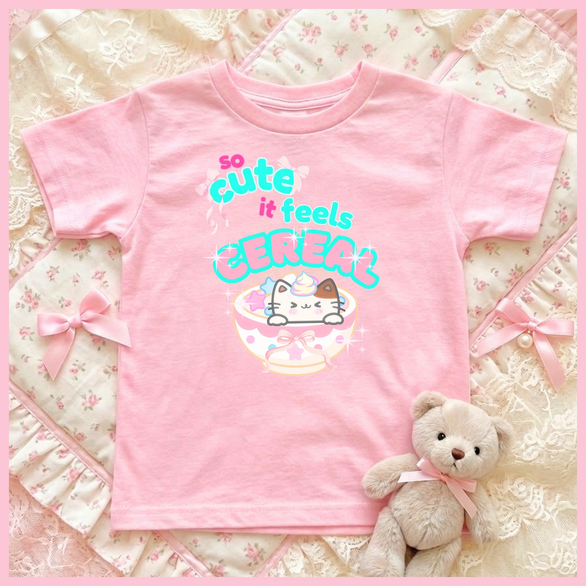 So Cute it feels Cereal🌈Super Soft🪽T-shirt🩷 product image (1)