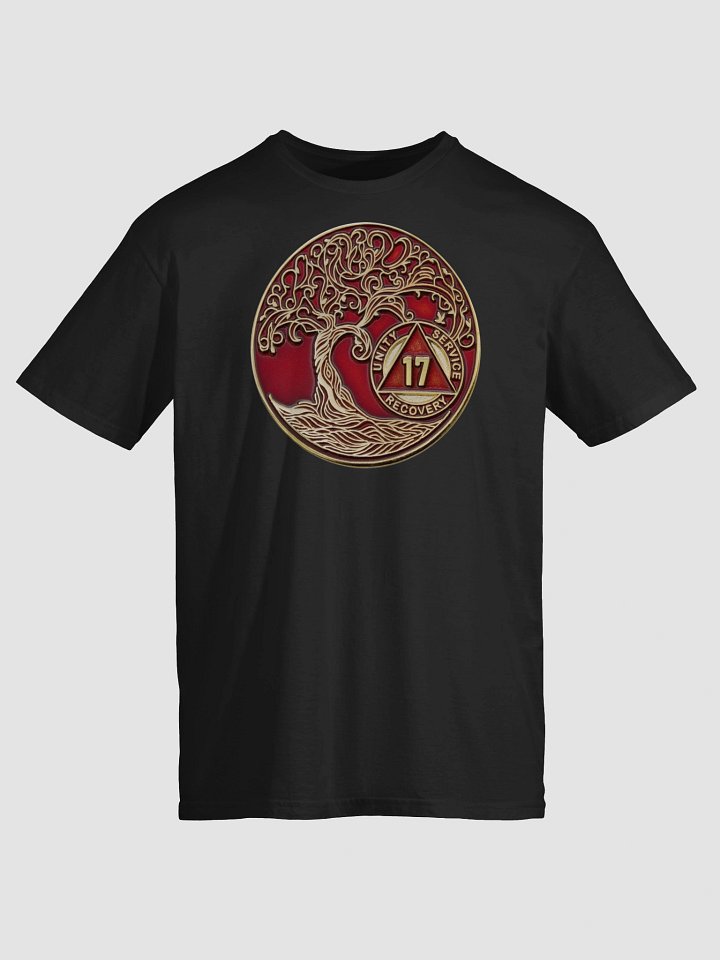 Twisted Tree of Life 17th Year Sobriety Red Medallion | Recovery T-Shirt Inspiring Sobriety product image (1)