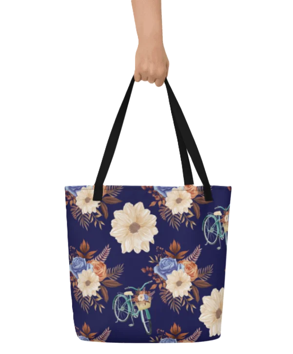 Vintage Vibes | Retro Blue Blossom and Bike T-Shirt Dress product image (9)