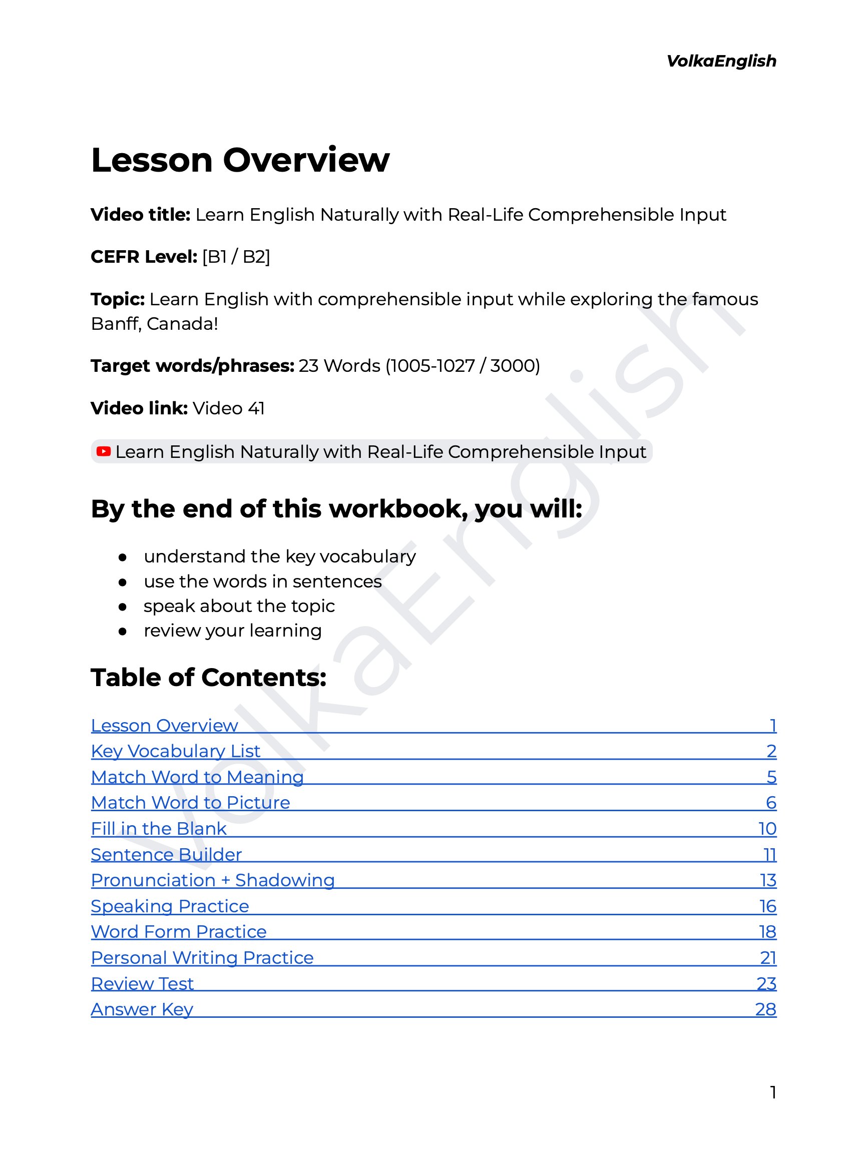 Learn English Naturally with Real-Life Comprehensible Input - Video 41 Study Pack product image (2)