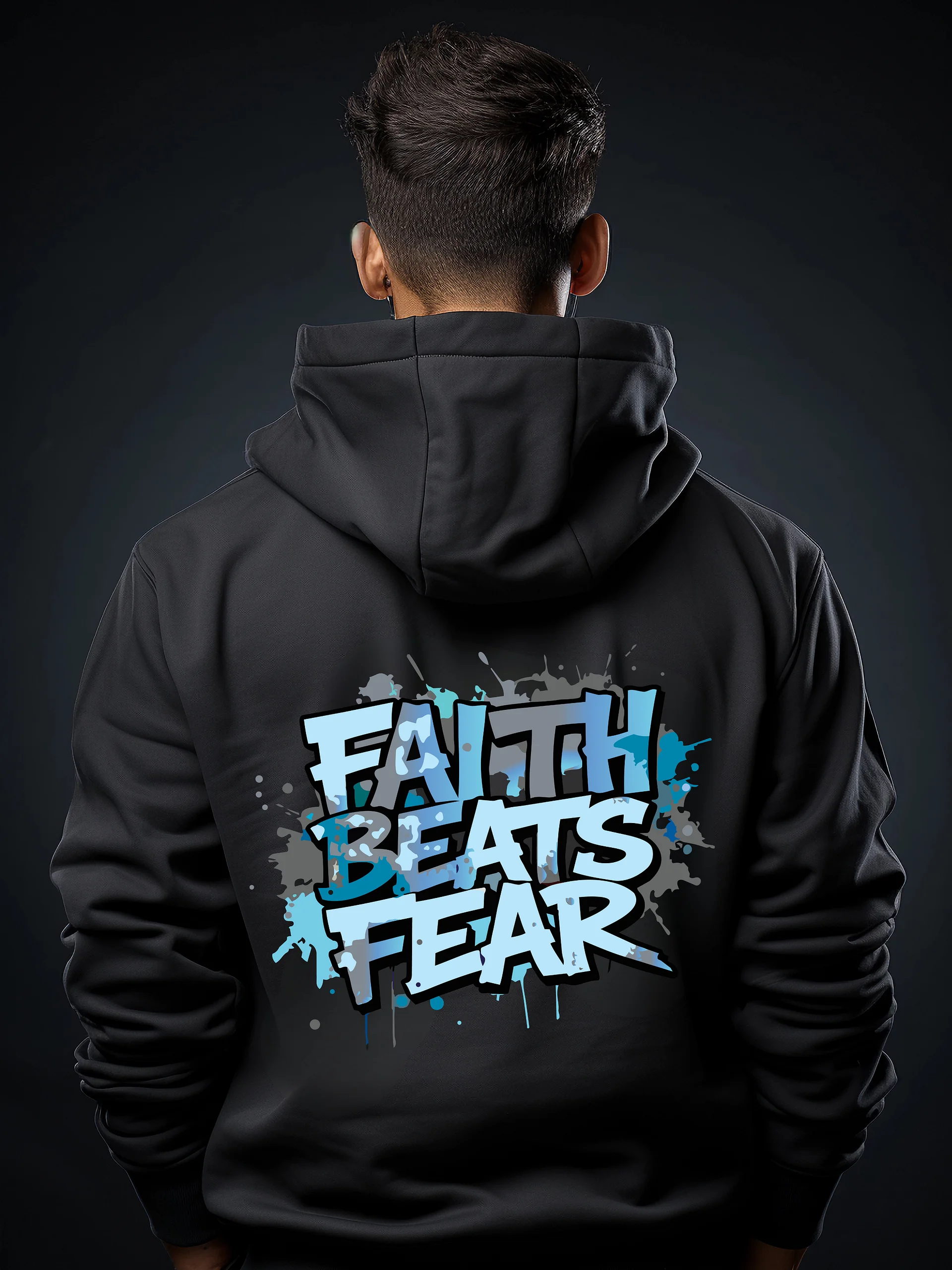 Faith Beats Fear Mens Premium Graffiti Hoodie product image (1)