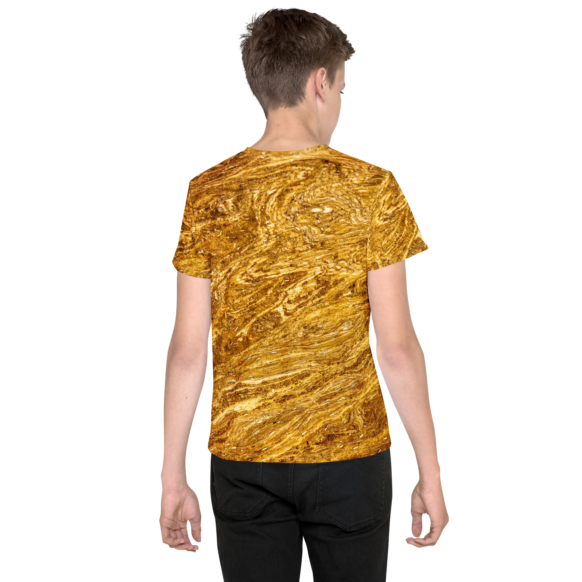 Golden Strata All-Over Print Youth Crew Neck T-Shirt product image (2)