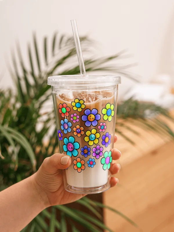 Marble Flower Power - Double Wall Clear Plastic Tumbler product image (1)