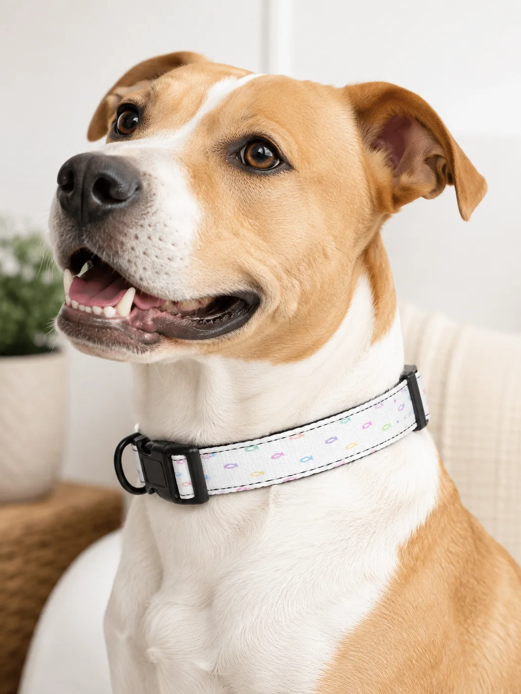 Walk by Faith Christian Dog Collar – Pastel Ichthys Fish Pet Collar product image (1)