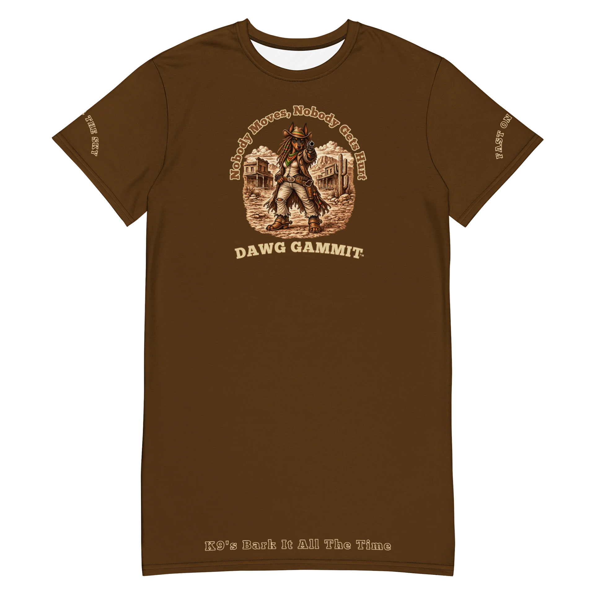 DAWG GAMMIT™ Doberman Outlaw Brown T-shirt Dress product image (3)