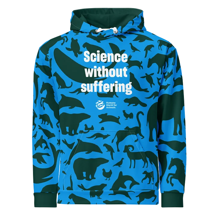 Science without suffering Hoodie - Green on blue product image (1)
