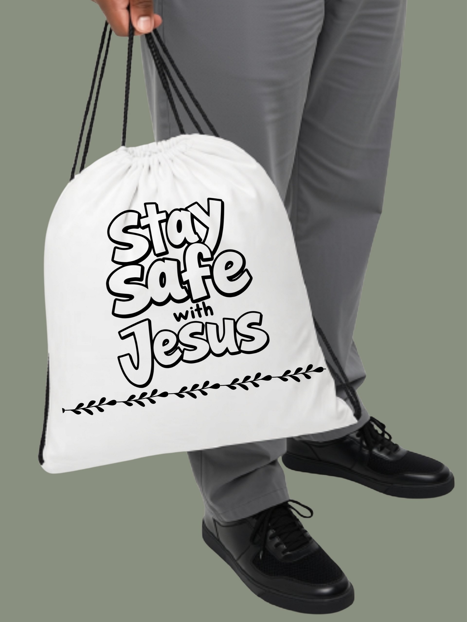 Stay Safe with Jesus Drawstring Bag product image (1)