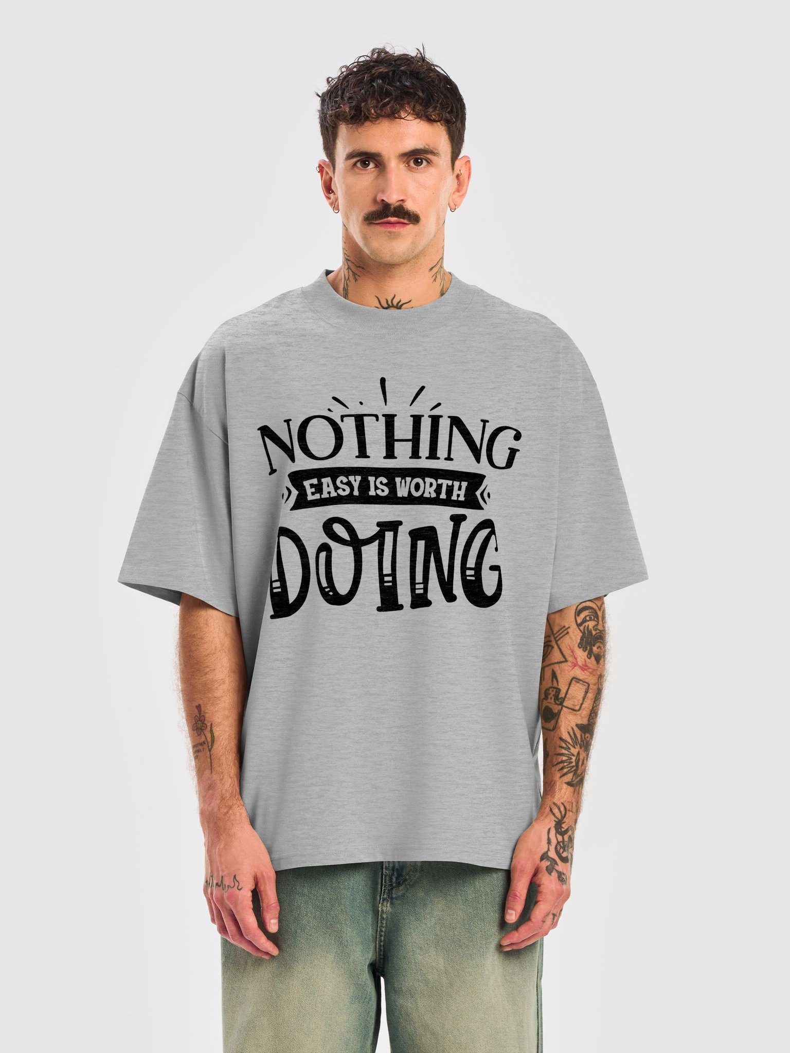 Nothing Easy Is Worth Doing Oversized Tee product image (15)