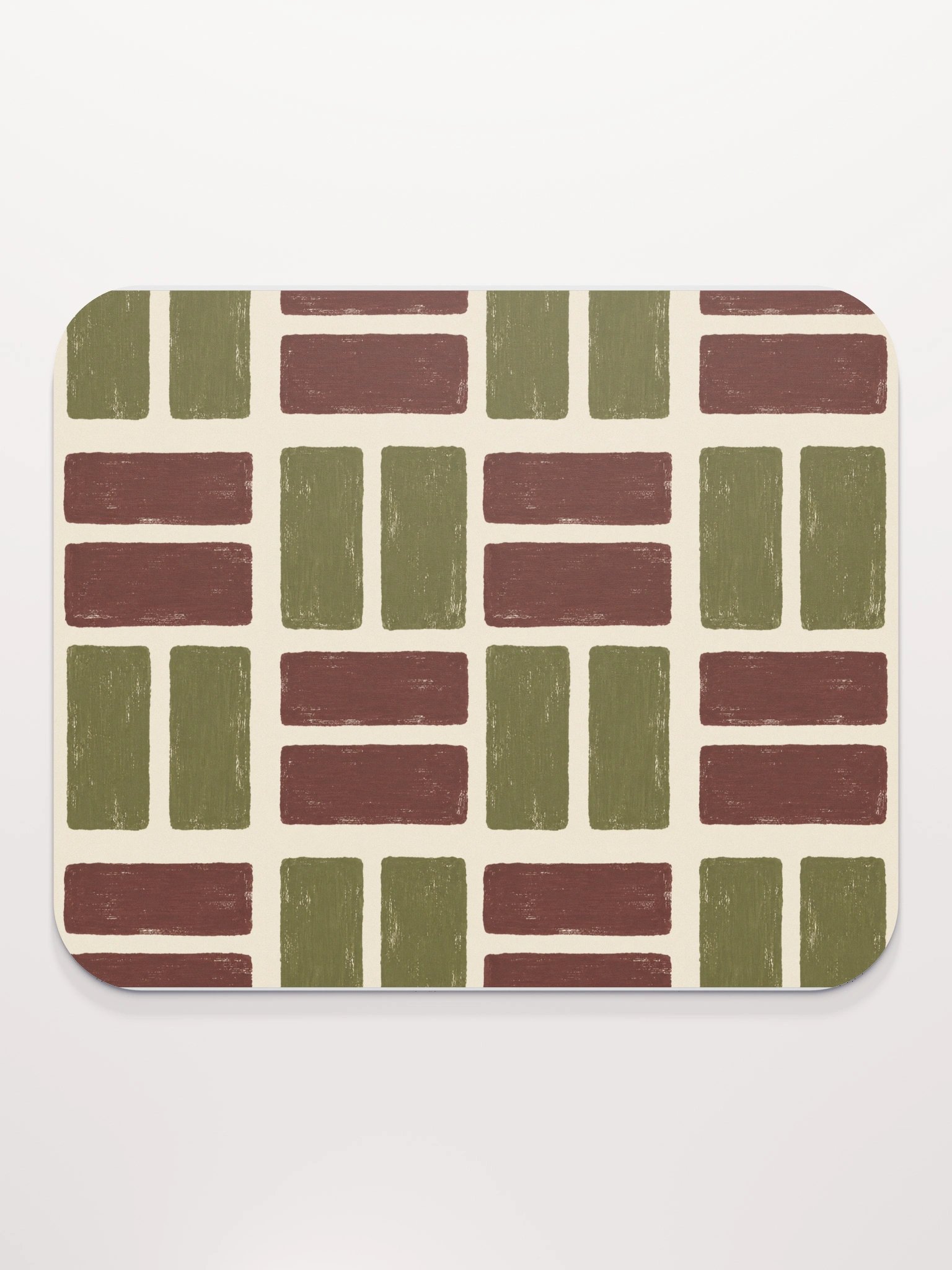 Olive Weave Classic Mouse Pad — Olive & Burgundy Check product image (2)