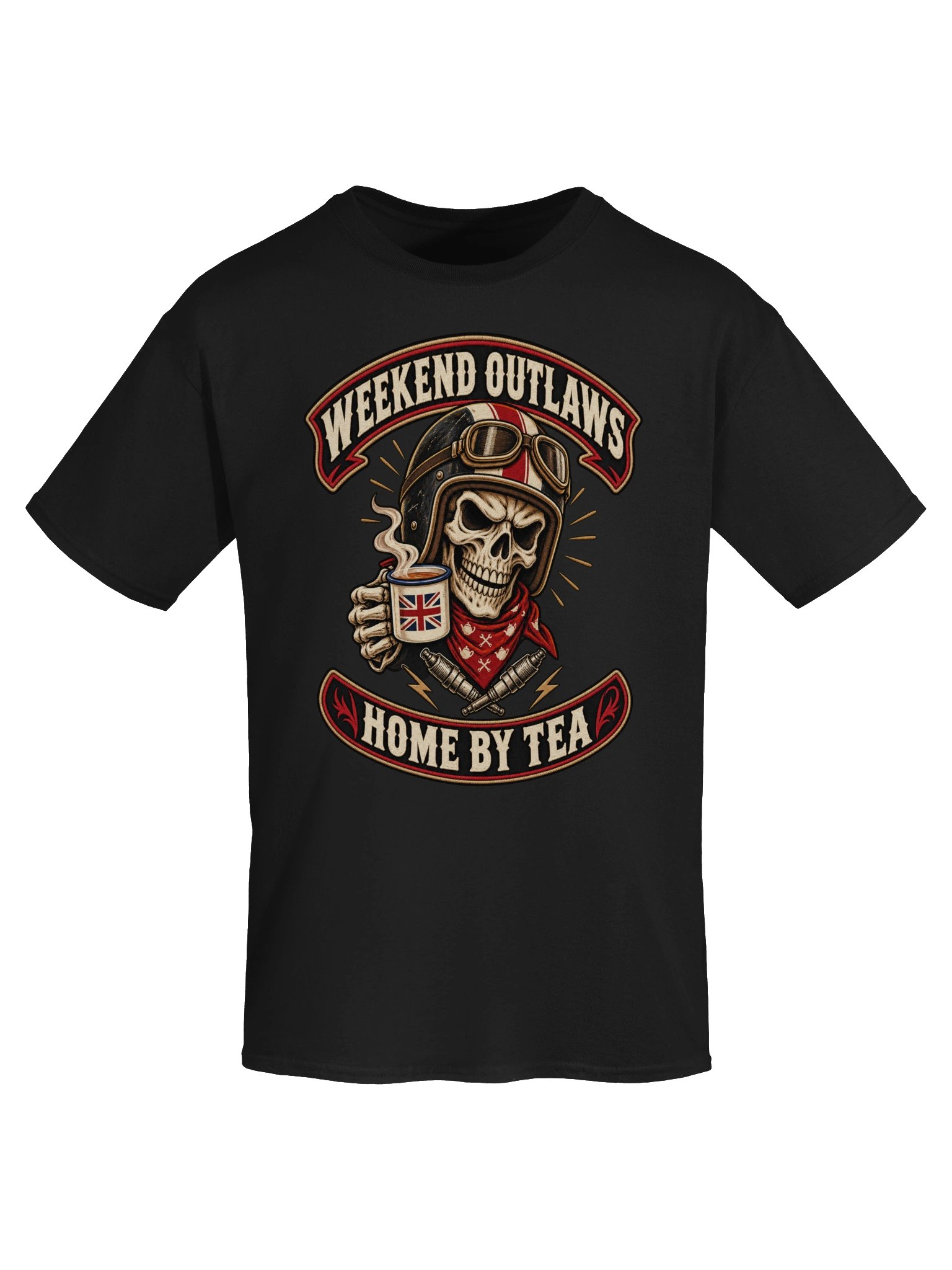 Weekend Outlaws, Home by Tea – British Biker T-Shirt product image (5)