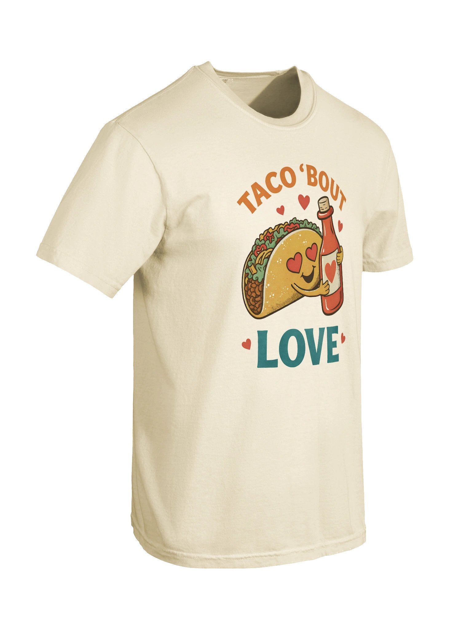 Taco ’Bout Love T-Shirt – Cute Taco & Hot Sauce Valentine Food Pun Illustration product image (6)
