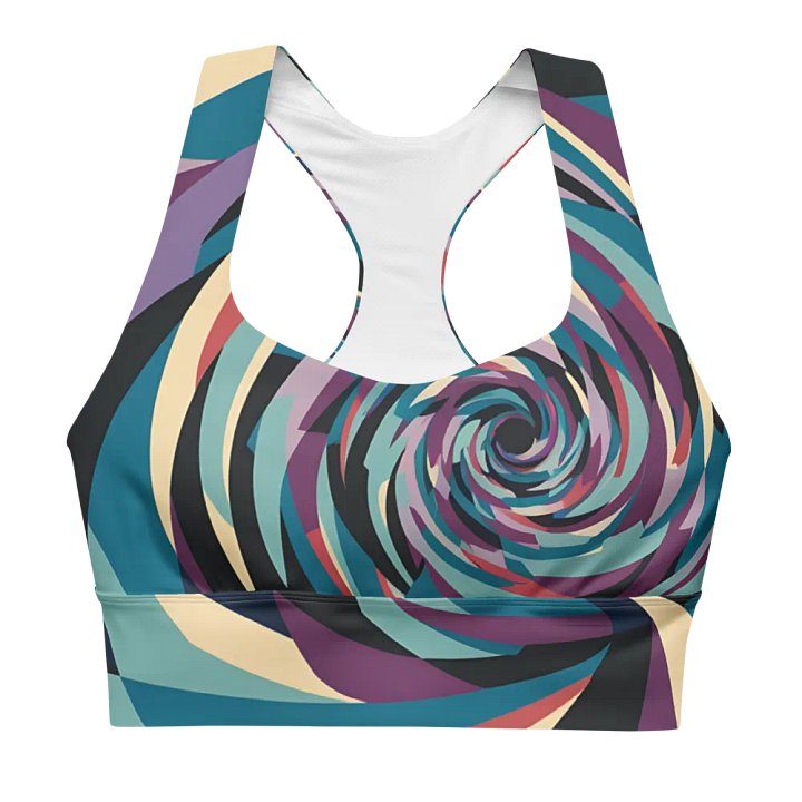 Abstract Lithographic Pattern Design Longline Sports Bra - V5 product image (2)