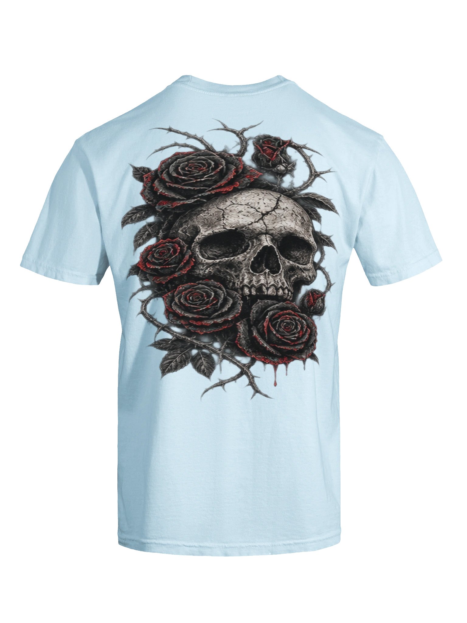 GOTHIC SKULL & BLOODY ROSES DOUBLE-SIDED GRAPHIC T-SHIRT | DARK ROMANCE TEE product image (6)