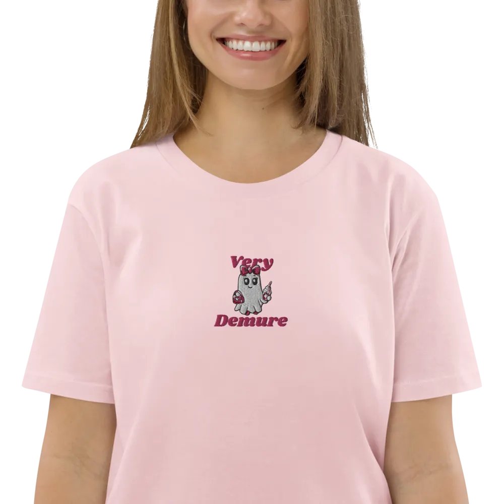 Very Demure Cute Ghost Embroidered Organic Cotton Regular Fit T-Shirt product image (26)