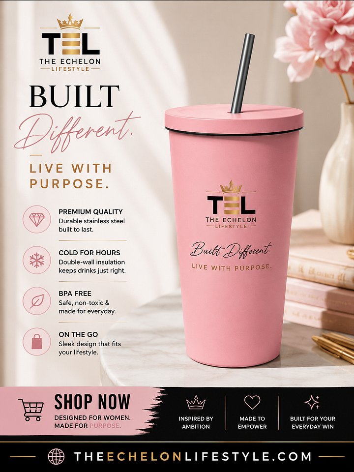 Built Different. Live With Purpose.™ Premium Pink Tumbler product image (1)