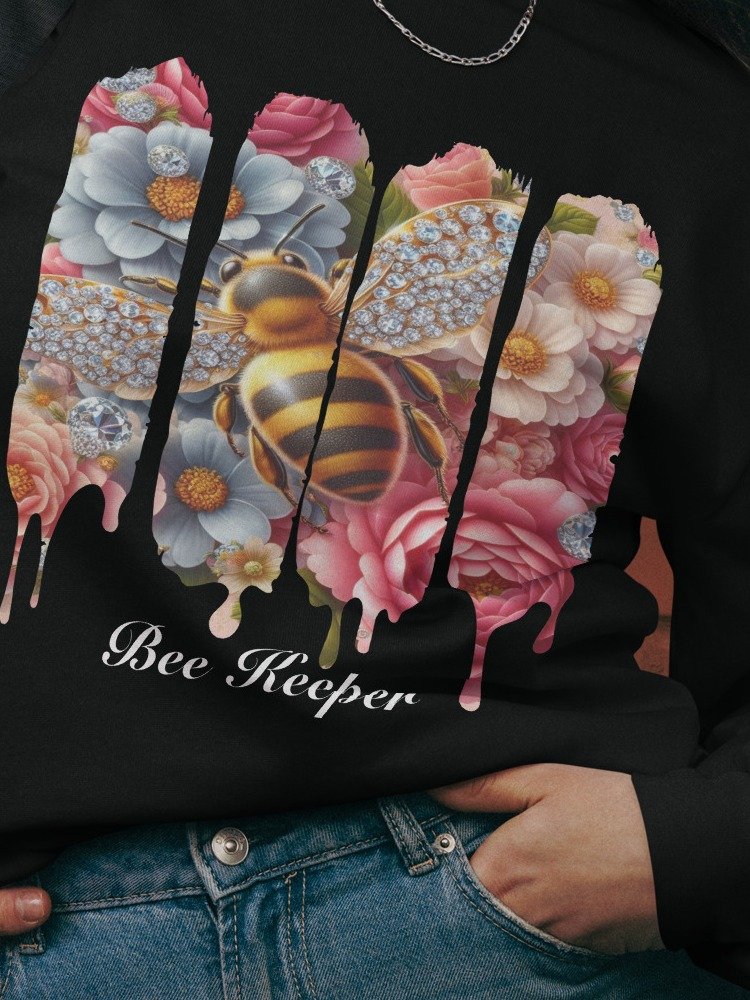 Bee Keeper With some Bling Long Sleeve Heavyweight TShirt | Whimsical Nature Illustration T-Shirt product image (1)