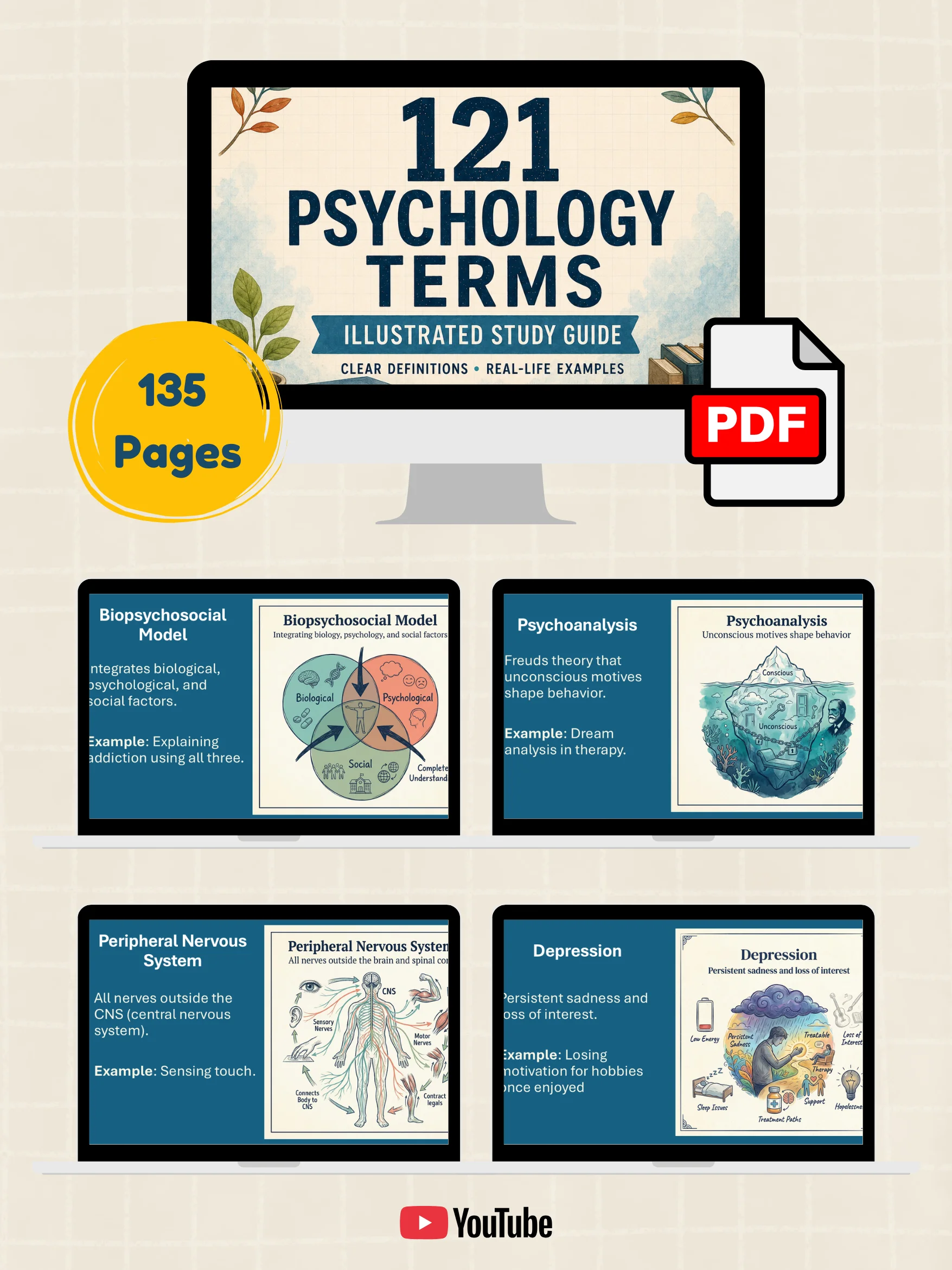 121 Psychology Terms Study Guide | Illustrated PDF product image (1)