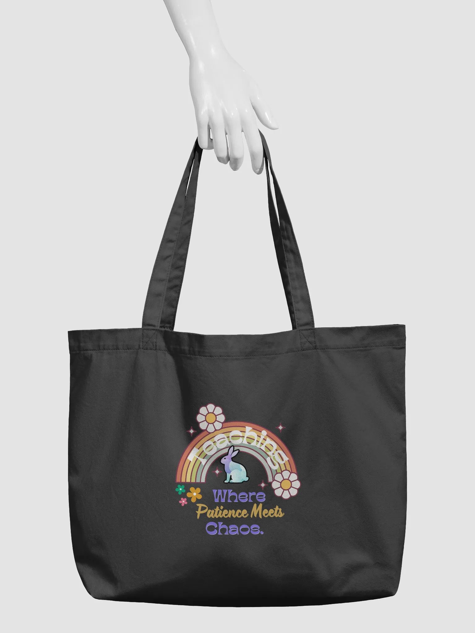 Bunny Teaching Where Patience Meets Chaos, Teachers Eco Tote Bag product image (4)