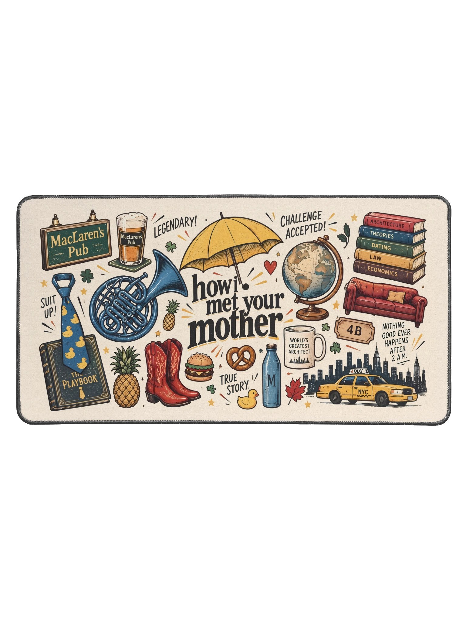 How I Met Your Mother Desk Mat, MacLaren's Pub Illustrated Neoprene Desk Pad product image (3)